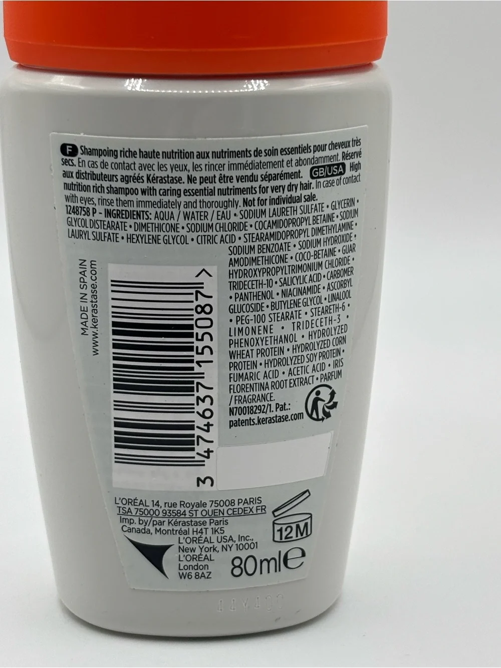 Kérastase Nutritive Bain Satin Riche Shampoo 80ml Travel Size New Very Dry Hair